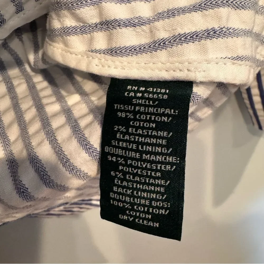 Lauren Ralph Lauren Seersucker Cotton Blazer Size 10 - Picture 6 of 8